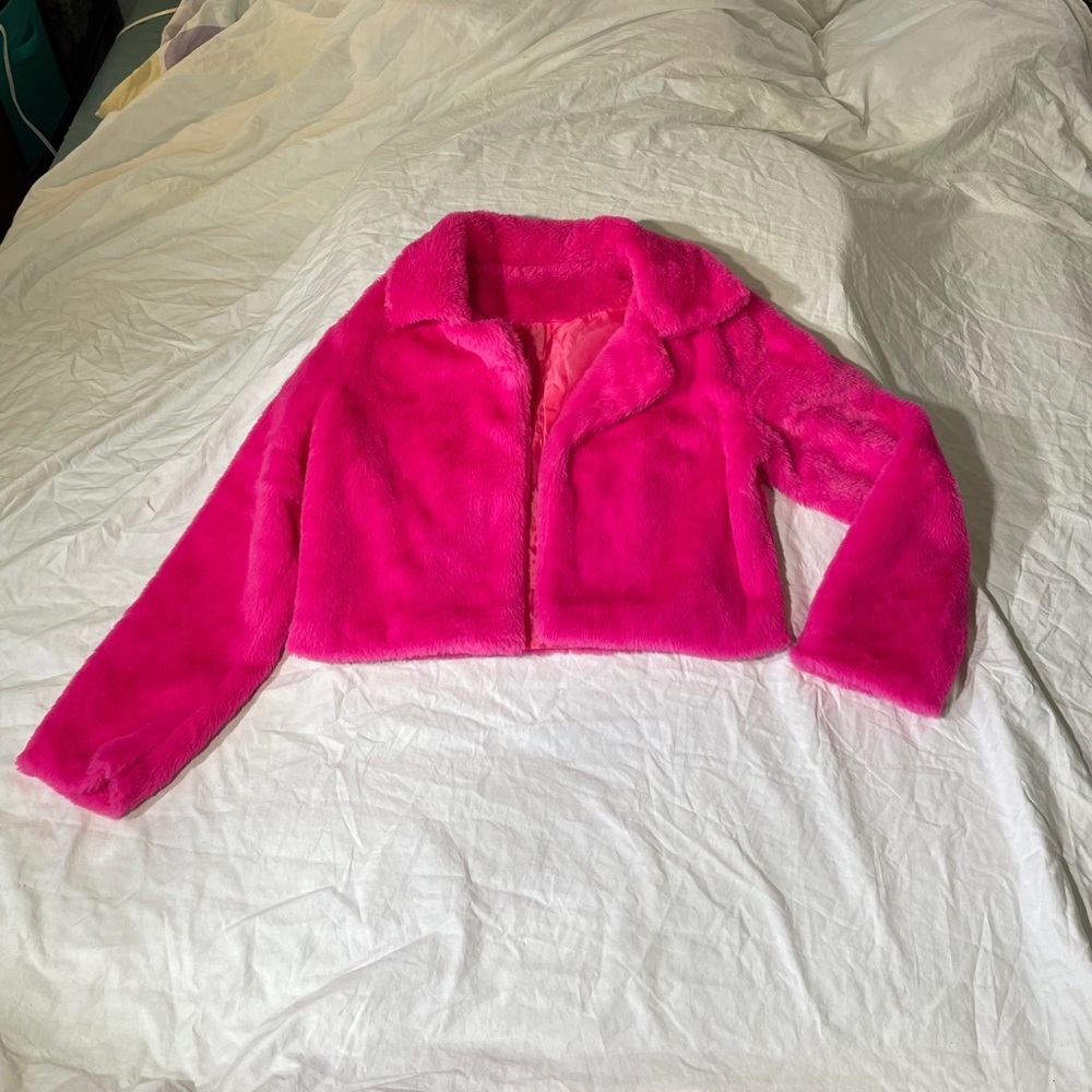 Vibrant Pink Faux Fur Jacket